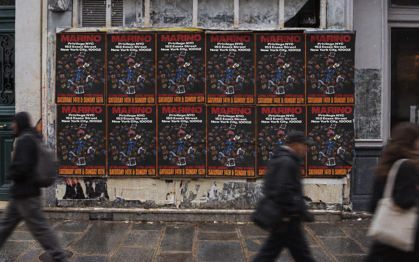 Wheatpasting Los Angeles - wild posting campaign installation for Marino at Privilege nightclub