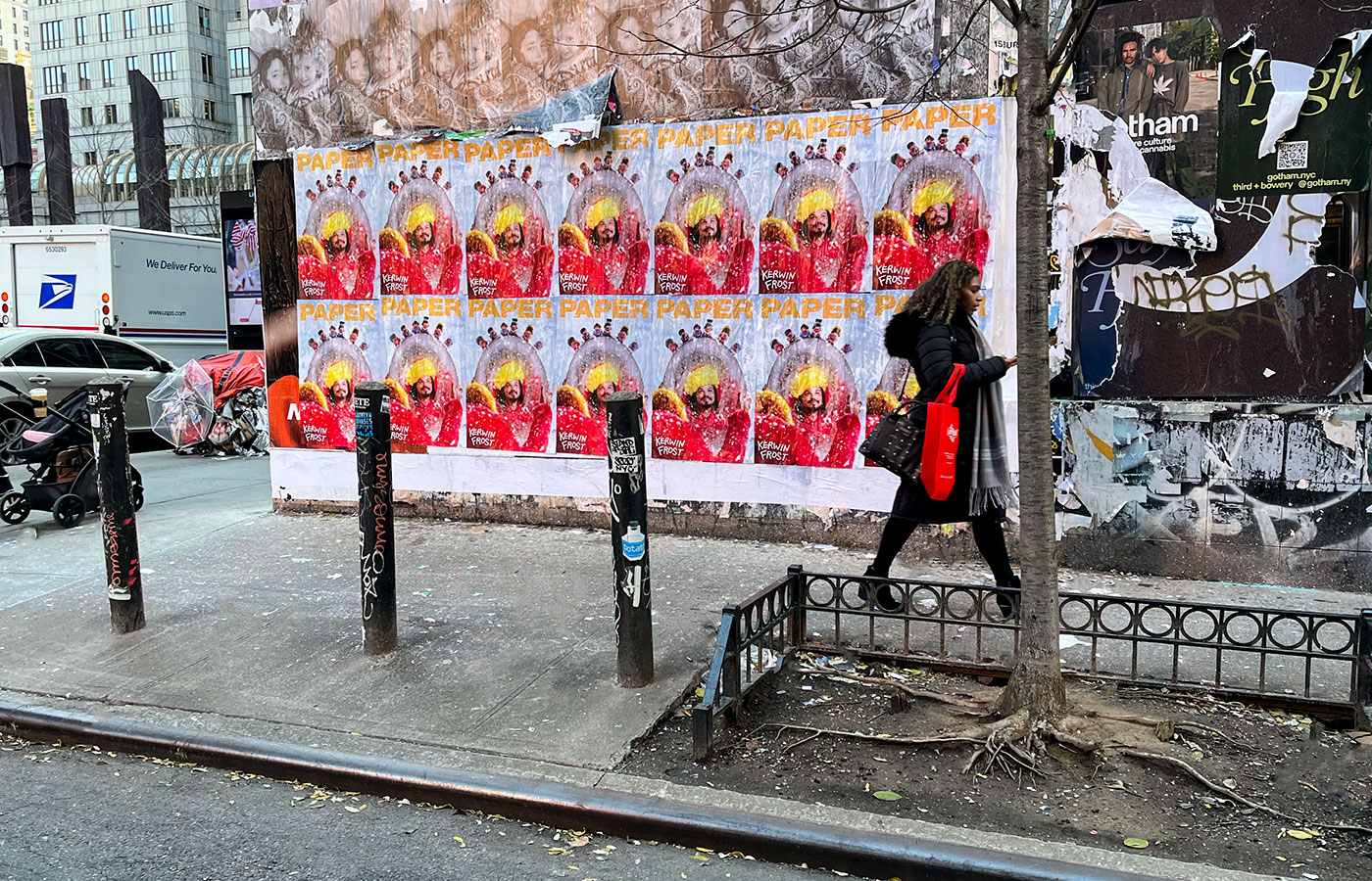 Wheatpasting Los Angeles - wild posting campaign for Kerwin Frost and PAPER magazine