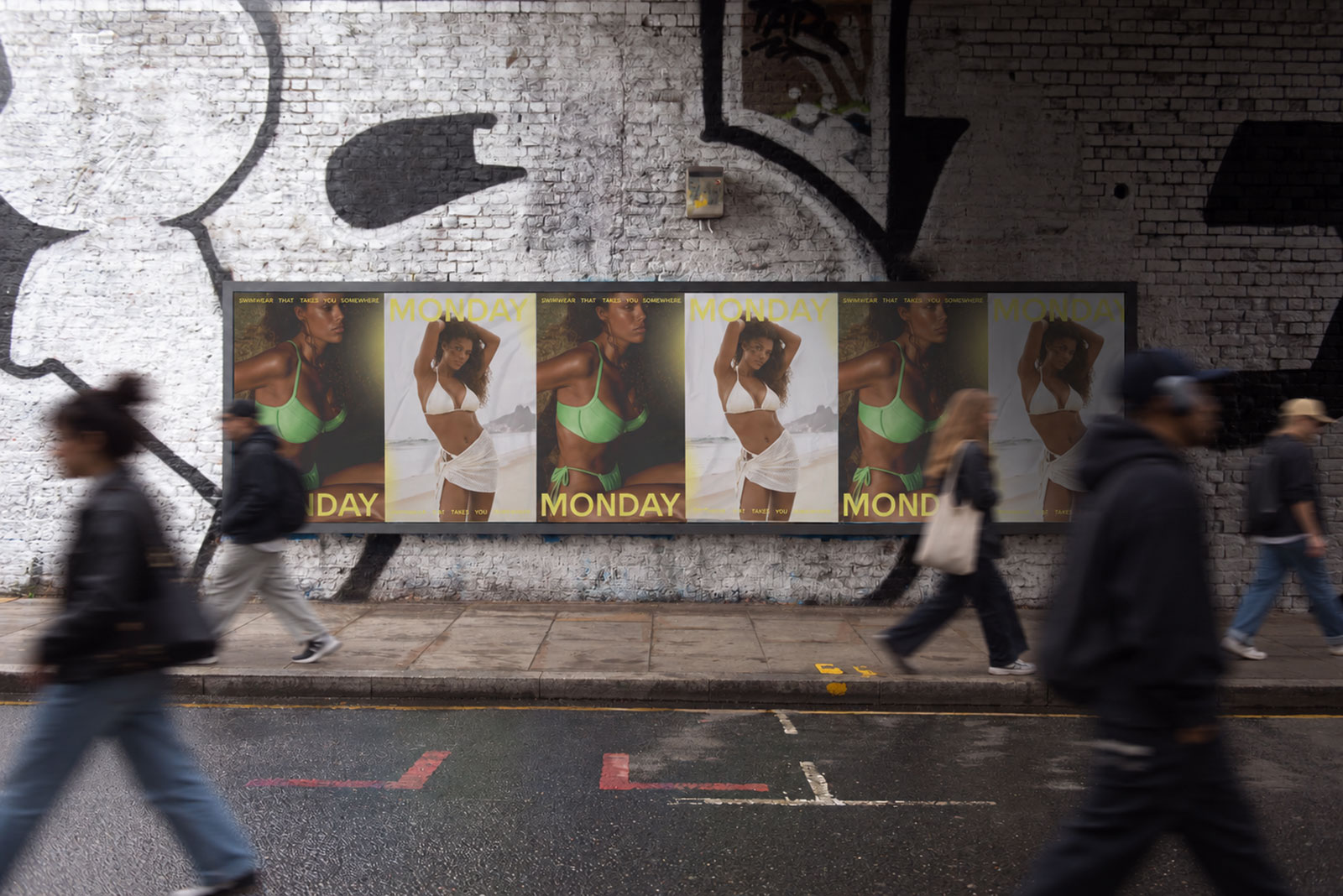 Wheatpasting Los Angeles - wild posting campaign for Monday Swimwear