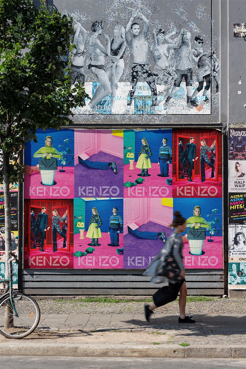 Wheatpasting Los Angeles - wild posting street takeover for Kenzo